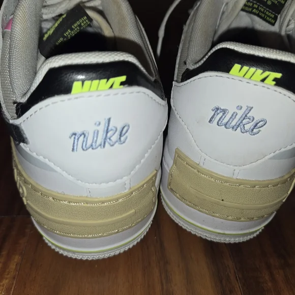 Nike Air Force 1 White Sneakers with Pink and Blue Accents - Picture 6 of 12